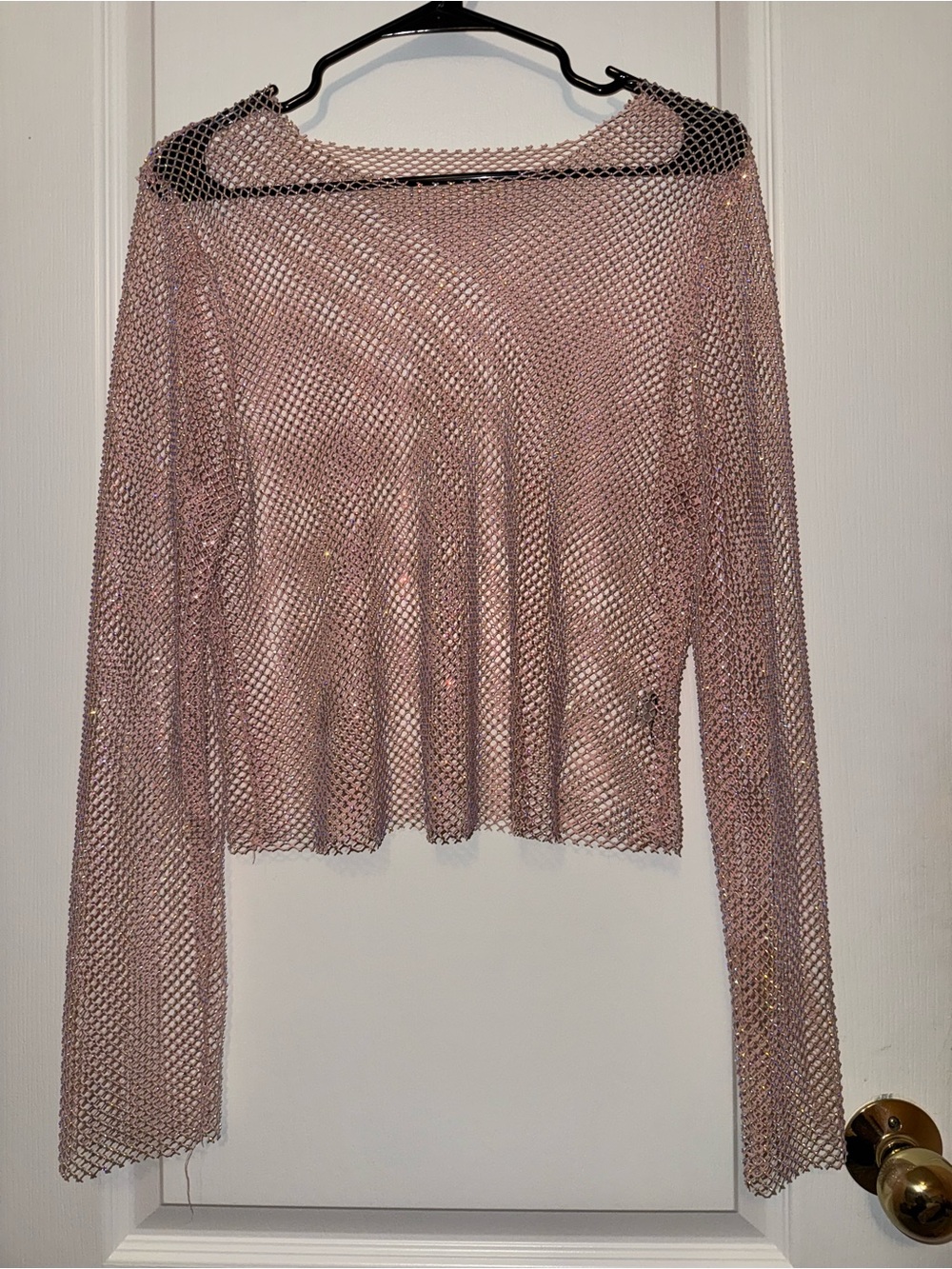 Haute Monde Blush Pink Glitter Mesh Top